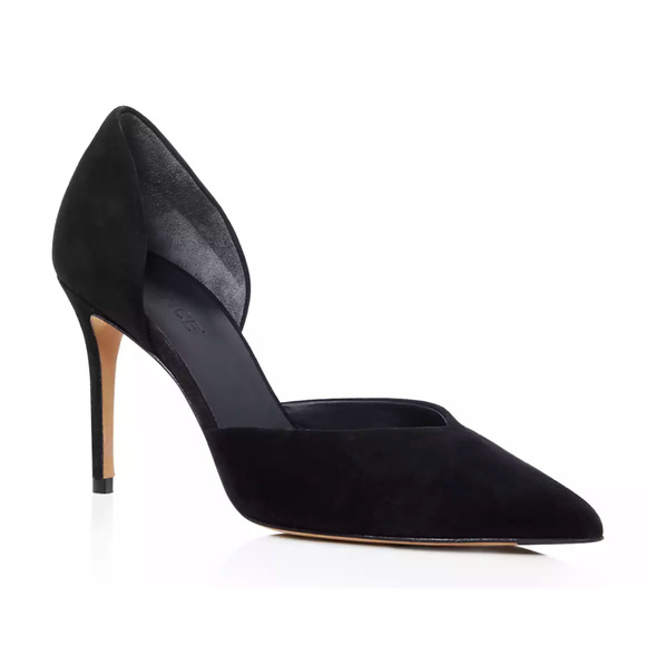Vince Paulette d'Orsay Black Suede Pointed Toe Cut-Out Stiletto Heel Pump 9 - Picture 1 of 16